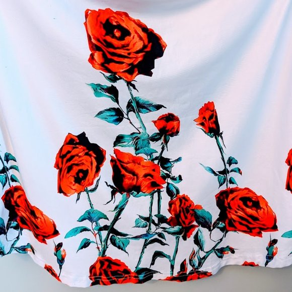 White Babydoll Red Rose Graphic Print Tank Top 2XL - Picture 6 of 7